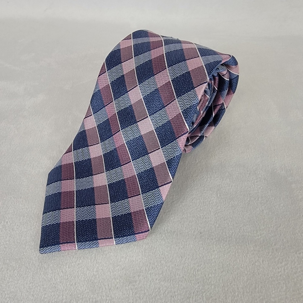 Jos A Bank Reserve Pink Blue Striped Silk Tie 61" X 3.25" Office Academia Prep